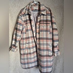 Universal Thread Beige Plaid Shirt Jacket
